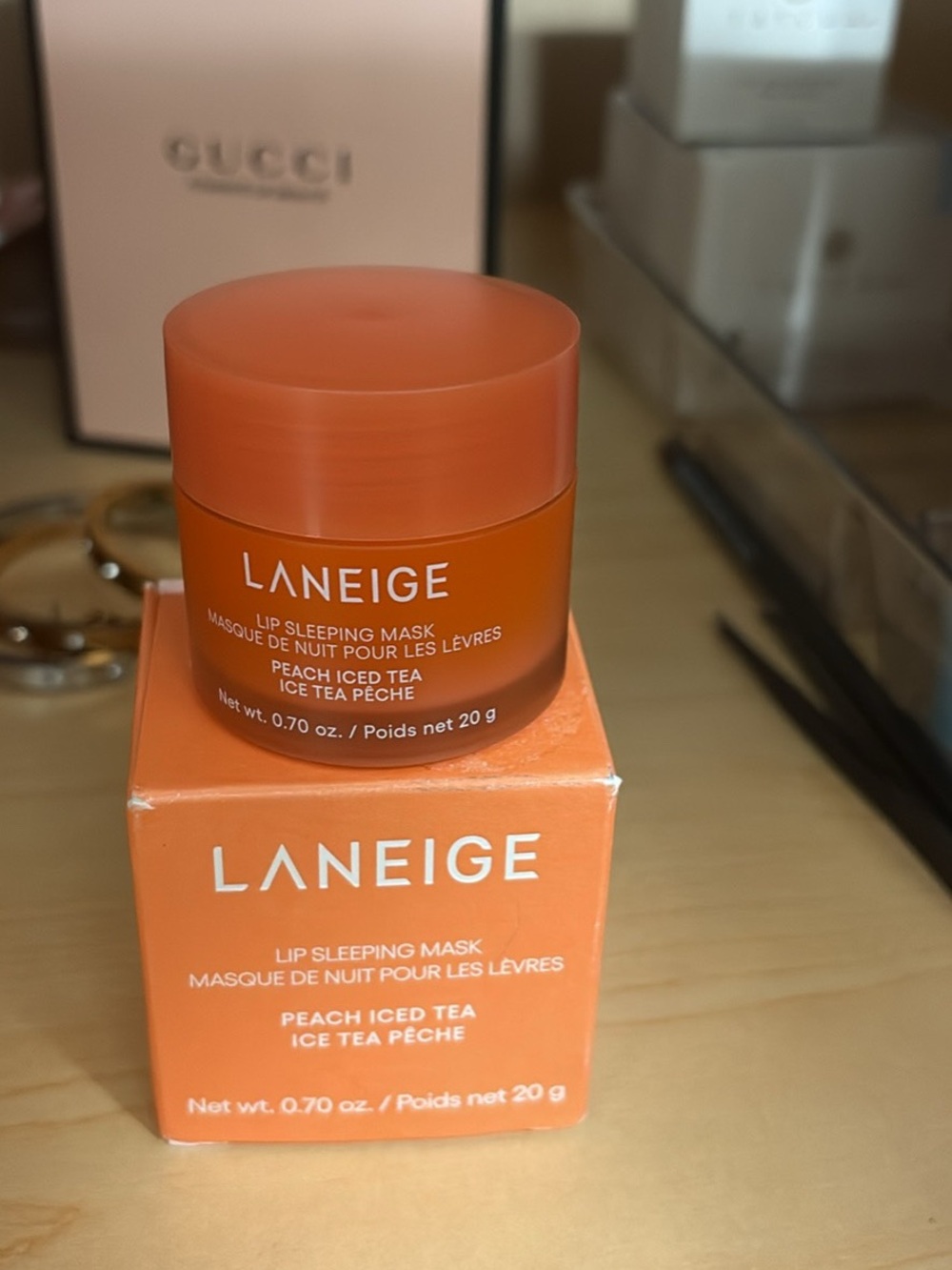LANEIGE Peach Iced Tea Lip Sleeping Mask - Vibrant Orange Jar